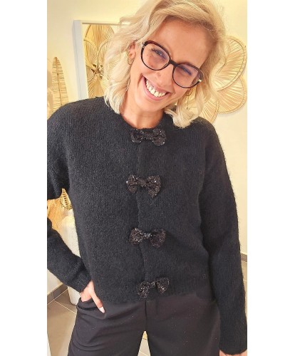 Cardigan & Pull Réversible Nœuds Sequins - Daysi