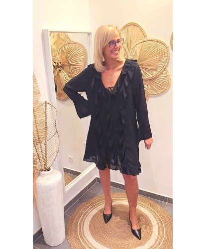 Robe Noire à Volants - Christine