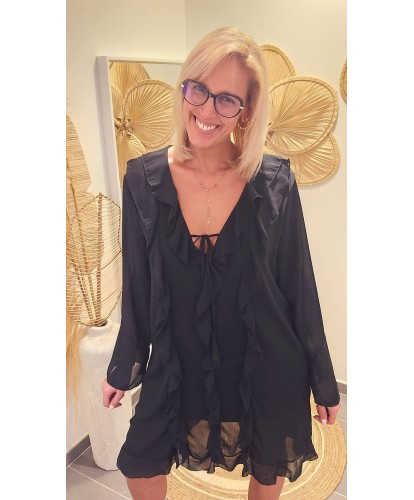 Robe Noire à Volants - Christine