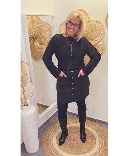 Jupe Noire Boutonnée - Ava