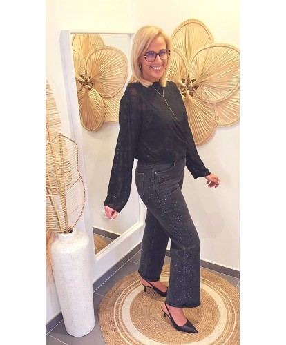 Jeans Wide Leg Strass Scintillants - Louise