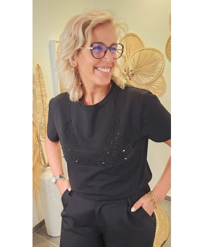 T-shirt Strass Effet...