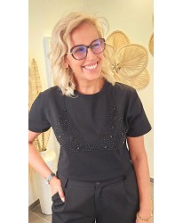 T-shirt Strass Effet Bustier Scintillant - Ines