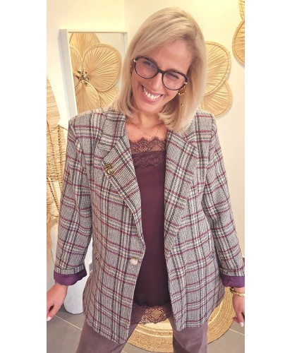Blazer à Carreaux Chic & Intemporelle - Eva