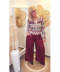 Pantalon Classique Bordeaux Large Fluide - Clara