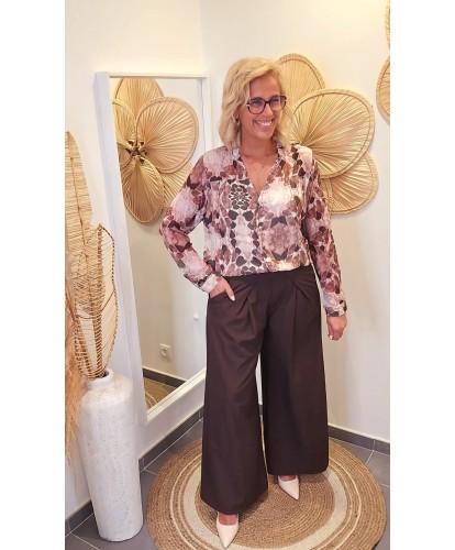 Pantalon Classique Chocolat Large Fluide - Clara