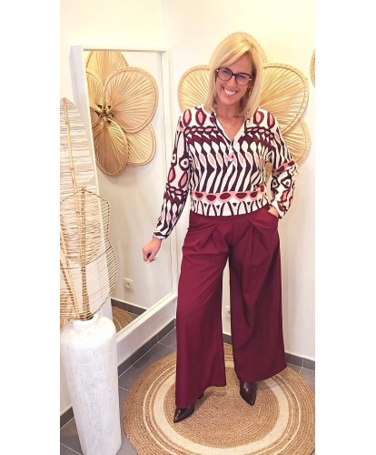 Chemise Bordeaux Imprimée Graphique - Charlotte