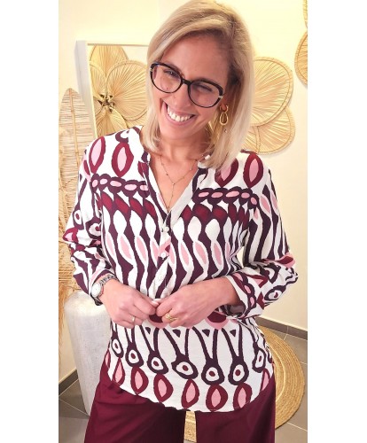 Chemise Bordeaux Imprimée Graphique - Charlotte
