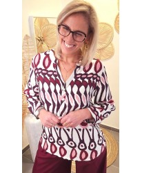 Chemise Bordeaux Imprimée Graphique - Charlotte