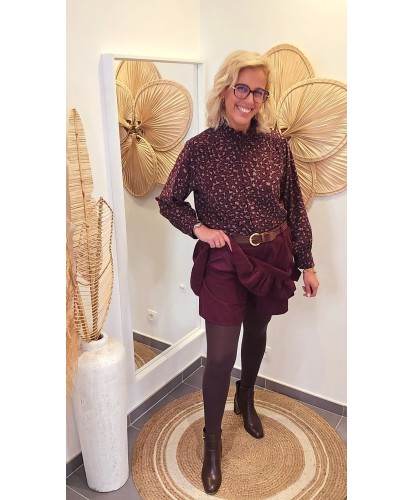 Jupe-Short Burgundy Velours...