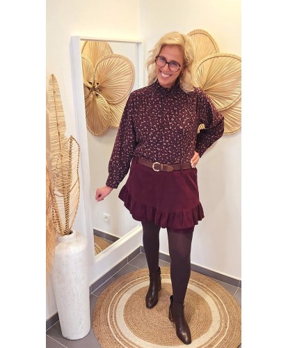 Jupe-Short Burgundy Velours Côtelée - Mathilde