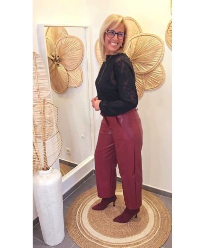 Pantalon Bordeaux Simili...