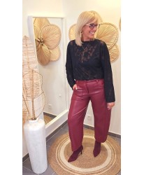 Pantalon Bordeaux Simili Ballon - Lucie