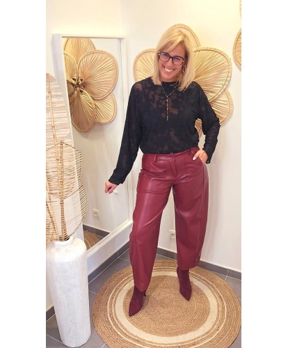 Pantalon Bordeaux Simili Ballon - Lucie