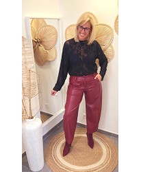 Pantalon Bordeaux Simili Ballon - Lucie