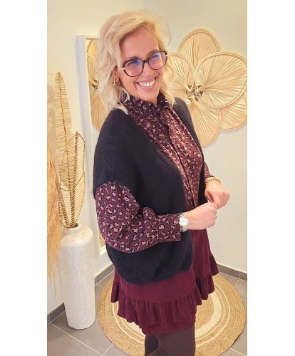 Gilet Noir Doux en Alpaga -...