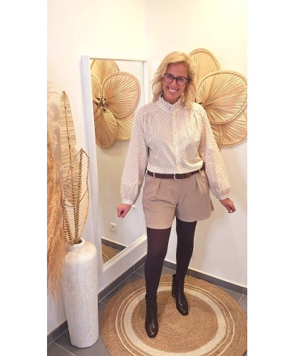 Short Beige Velours Côtelé - Lau