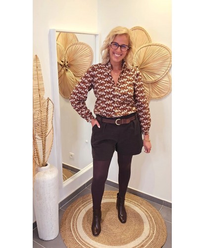 Short Chocolat Velours Côtelé - Lau