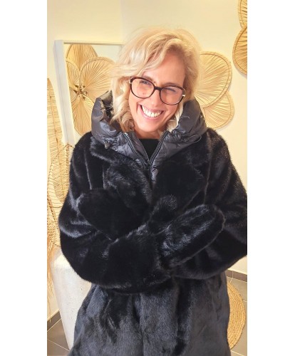 Moufles Noir Fausse Fourrure