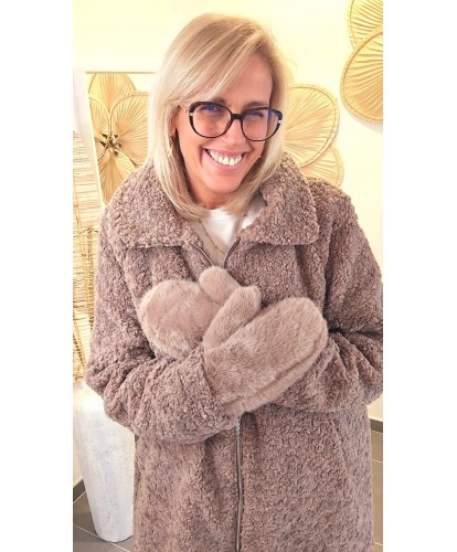 Moufles Taupe Fausse Fourrure