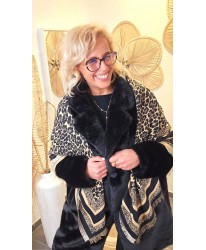 Écharpe Cachemire Beige Léopard Réversible