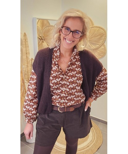 Gilet Chocolat Doux en Alpaga - Anais