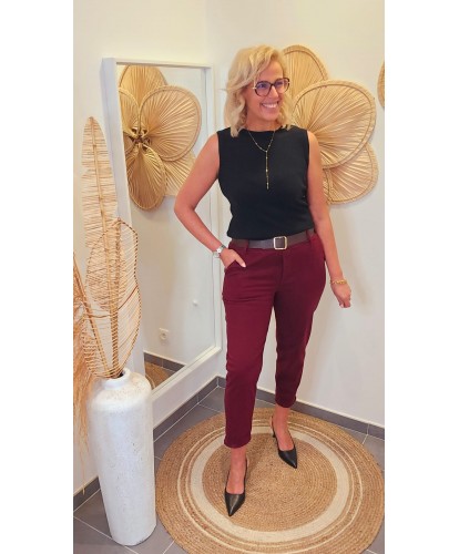 Pantalon Bordeaux Coupe Carotte -