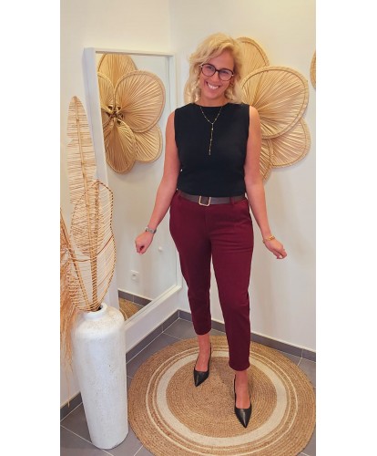 Pantalon Bordeaux Coupe Carotte -