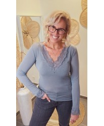 Sous-Pull Exetensible Gris Cachemire Dentelle - Iris
