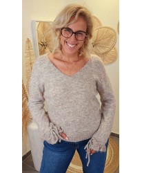 Pull Taupe Douceur Nouée - Diana
