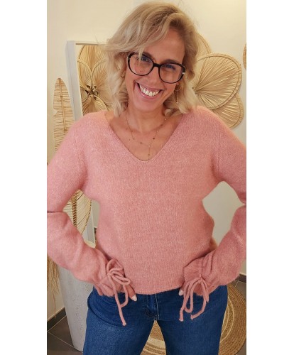 Pull Vieux Rose Douceur Nouée - Diana