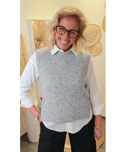 Pull Sans Manches Élégance Superposée - Ambre