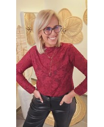 Sous Pull Dentelle Bordeaux - Eleonare