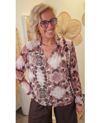 Blouse Éclat Floral Brun Rosé - Oceane