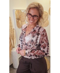Blouse Éclat Floral Brun Rosé - Oceane