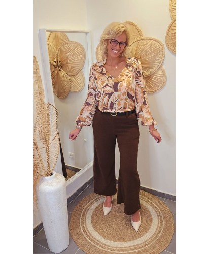 Pantalon Chocolat Souple Velours Côtelé - Lilia