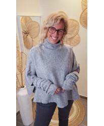 Pull Oversize Gris & Mitaines Assorties - Roxane