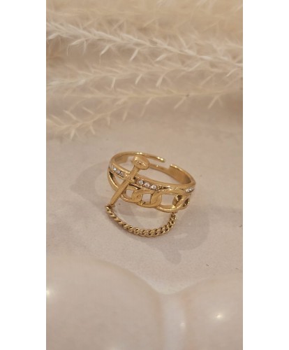 Bague Acier Amovible Dorée...