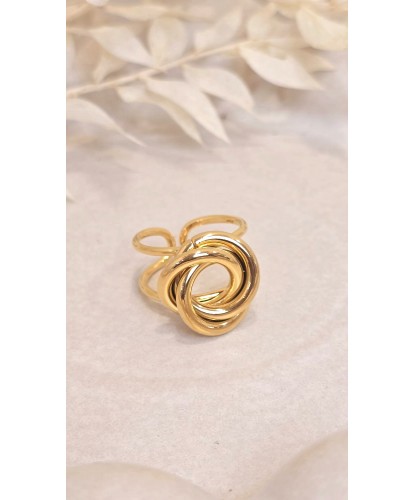Bague Acier Ajustable Nœud d’Or