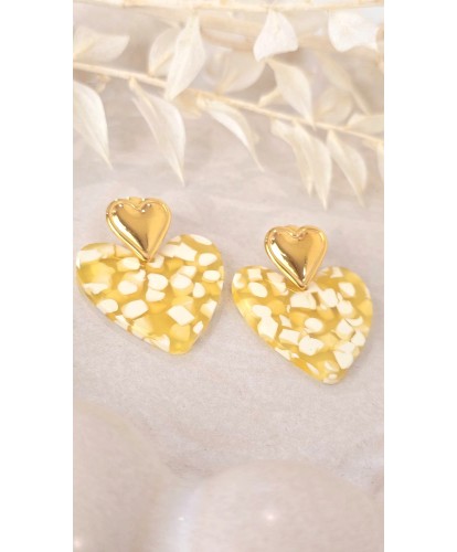 Boucles d'Oreilles Acier Cœur Vanille