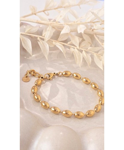 Bracelet Acier Perles d’Or