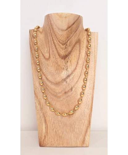 Collier Acier Perles d’Or