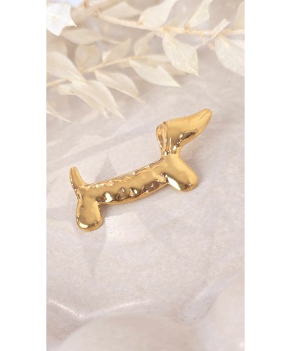 Broche Acier Teckel Chic