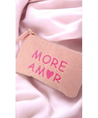 Pochette Rose “More Amour” Velours Côtelé