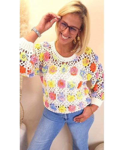 Pull Fait Main “Flower Pop”...
