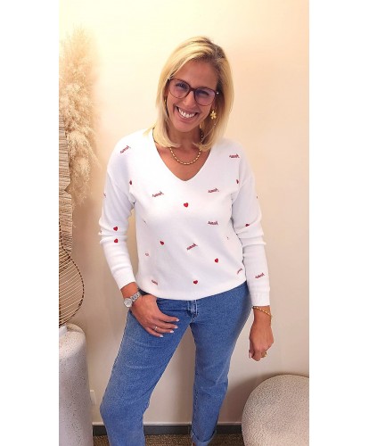 Pull Blanc “Amour Discret”...