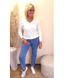 Pull Blanc “Amour Discret Doré” - Valentine