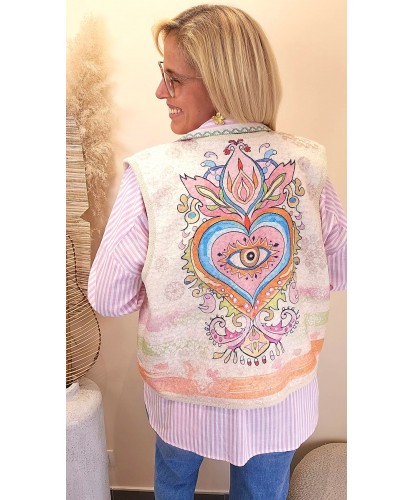 Gilet Bohème “Cœur Mystique” - Yasmine