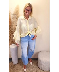 Blouse Jaune Rayée Nouée Élégance - Sara