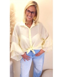 Blouse Jaune Rayée Nouée Élégance - Sara